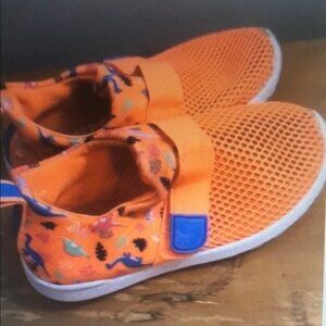 Vibrant Orange Kids Sneakers with Blue Highlights